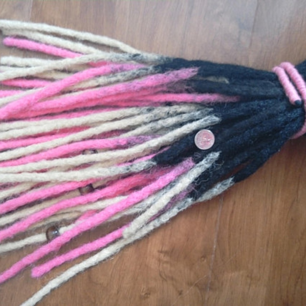 Long Pink Blonde Black Ombre Handmade dreadlocks